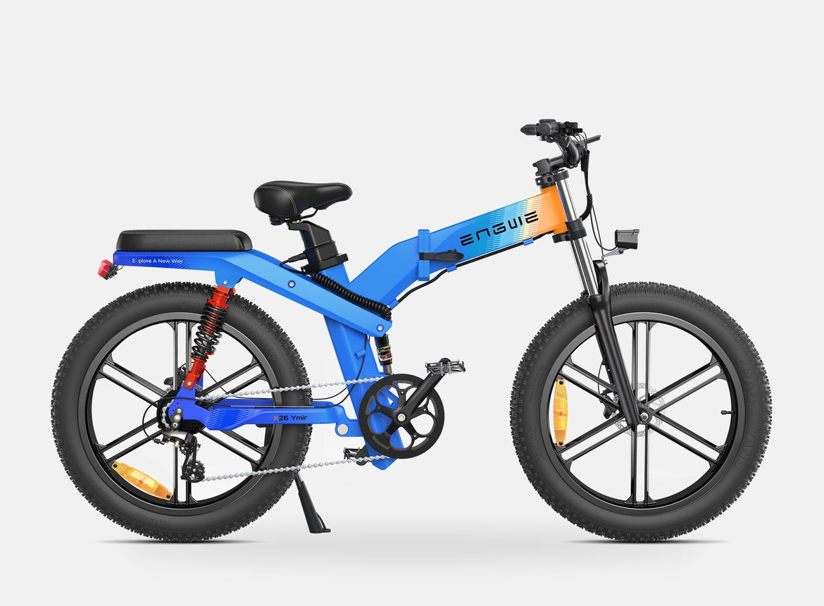 VTT Fat Bike Electrique Pliable à Triple Suspension Bleu - X26