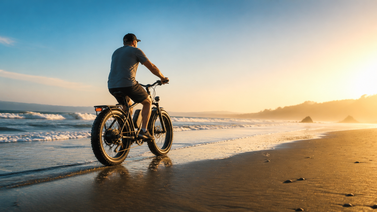 Fat bike sur la plage : liberté de rouler sur le sable – fat bike électrique