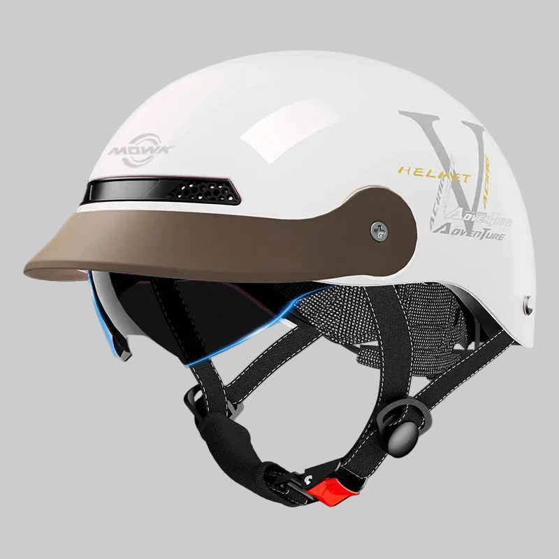 Casque jet vintage respirant et réfléchissant