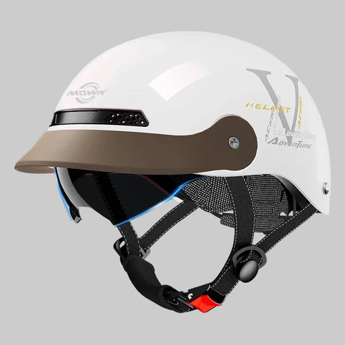 Casque jet vintage respirant et réfléchissant