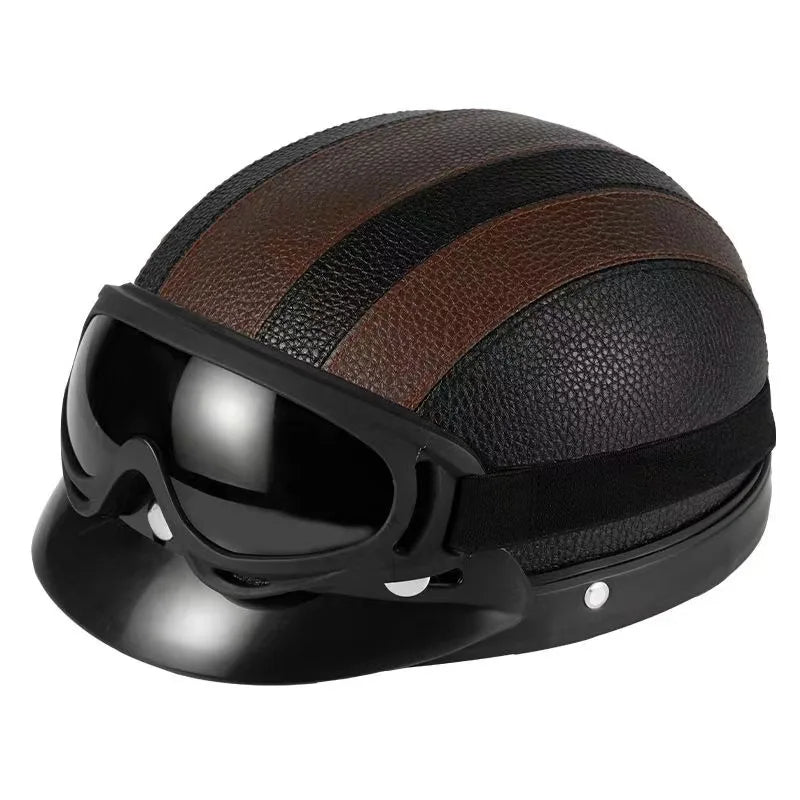Casque vintage en cuir chaud pour vélo électrique