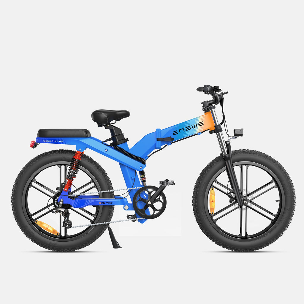 VTT Fat Bike Electrique Pliable à Triple Suspension Bleu - X26