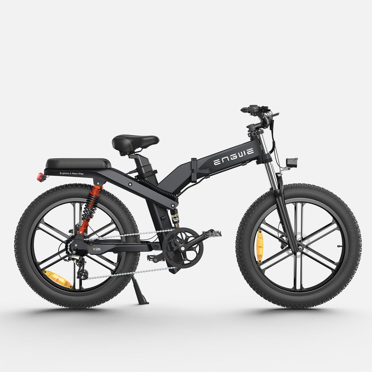 VTT Fat Bike Electrique Pliable à Triple Suspension Noir - X26