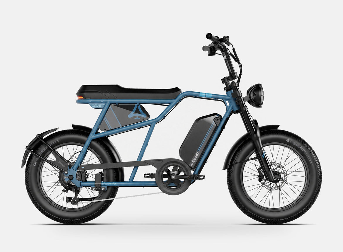Fat Bike Vintage Scrambler Bleu - CAVET